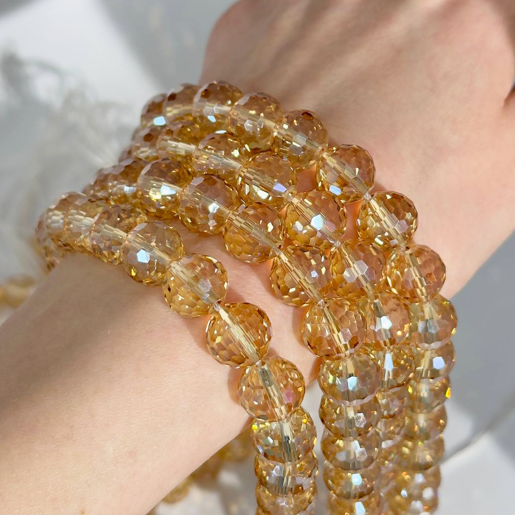 Бусины стеклянные размер 11,4мм цвет золотистый